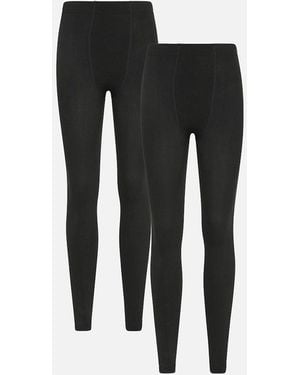 Mountain Warehouse Ladies Fleece Lined Thermal Leggings (Pack Of 2) - Black