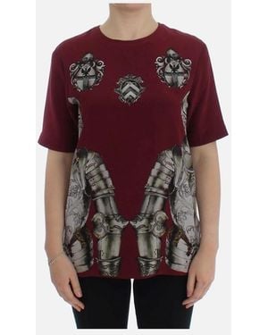 Dolce & Gabbana Dolce Gabbana Silk Crew Neck Short Sleeve Tshirt - Red