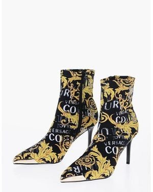 Versace Stiletto Heels With Logo Print And Zip - Black