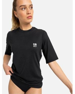 Roxy Happy Waves Short Sleeve Rash Vest - Black