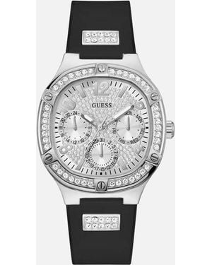 Guess Stainless Steel Quartz Analog Watch With Silicone Bracelet - White
