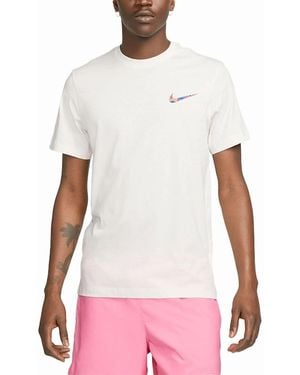 Nike T Shirts Club Swoosh Hdy Print Short Sleeve Summer Sportswear - White