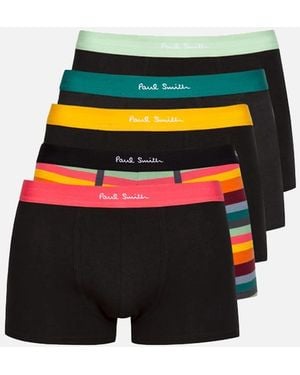 Paul Smith 5-Pack Artist Stripe Mix Boxer Trunks, /Multi - Black