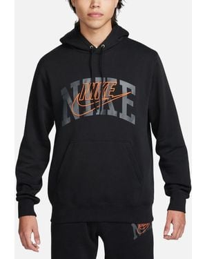 Nike Hoodie Club Fleece Pullover Long Sleeve Hooded Jumper Sports Gym Top - Black