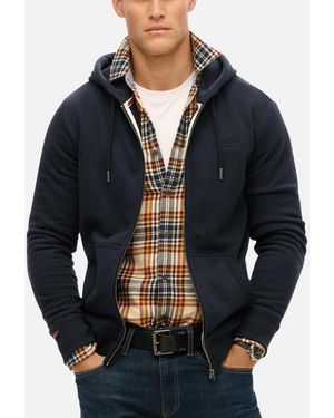 Superdry Essential Logo Full Zip Hoodie - Blue