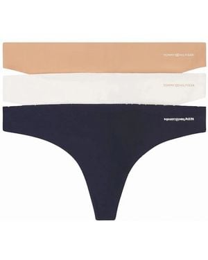 Tommy Hilfiger 3-Pack Sleek Logo Hipster Briefs, Ivory - Blue