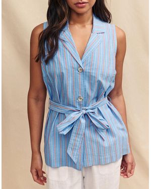 Nobody's Child Quinn Striped Waistcoat - Blue