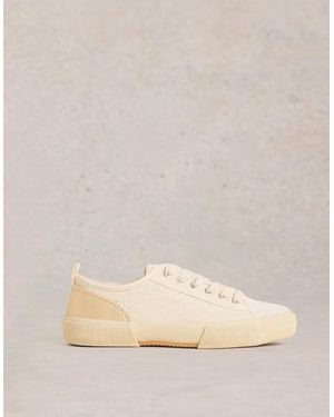White Stuff Pippa Canvas Lace Up Trainer Light Natural