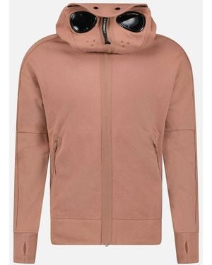 C.P. Company Hooded Explorer Goggle Zip Up Sweatshirt Light - Pink