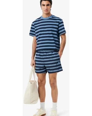 Lacoste Striped Swim Trunks - Blue