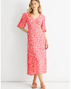 Gini London Animal Print Viscose Midi Dress - Pink