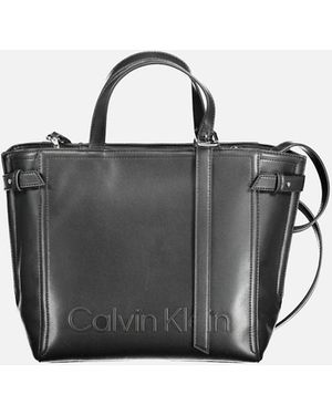 Calvin Klein Chic Eco-Friendly Handbag With Adjustable Strap And Zip Closure - Black