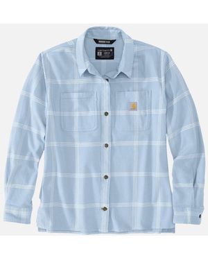 Carhartt Carhartt Midweight Flannel Long Sleeve Plaid Shirt - Blue