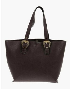 Versace Solid Logo Metal Clasp Shoulder Bag - Black