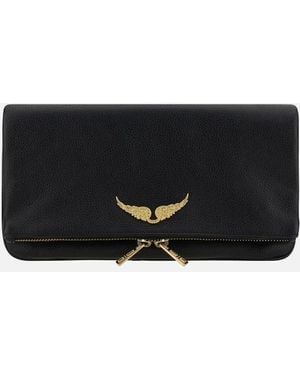 Zadig & Voltaire Calfskin Rock Shoulder Bag With Chain Strap - Black