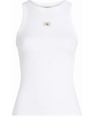 Calvin Klein Boat Neck Organic Cotton Tank-Top - White