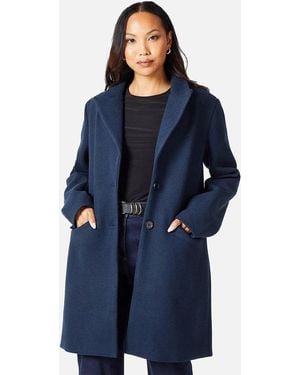 PRINCIPLES Ladies Double-Breasted Crombie Coat - Blue