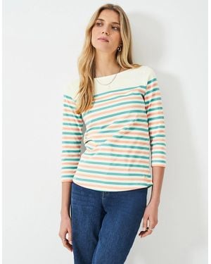 Crew Essential Breton Linen/Waterfall/Goodlight Peach - White