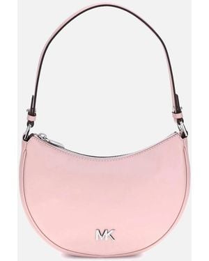 Michael Kors Crescent-Shaped Leather Shoulder Bag With Logo Plaque - Pink