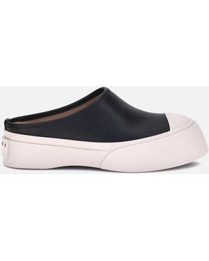 Marni Leather Platform Sole Trainers Slippers - Blue
