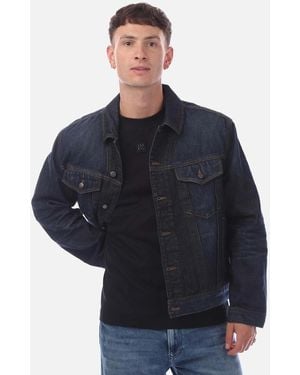 BOSS Adjustable Hem Denim Jacket - Blue