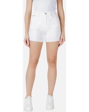 Calvin Klein High-Rise Denim Shorts With Pockets - White