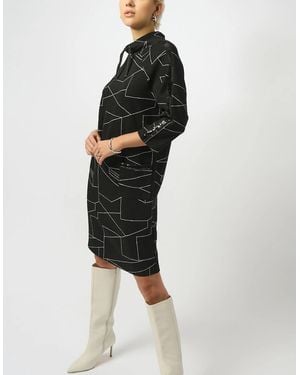 Joseph Ribkoff Jacquard Knit Abstract Print Straight Dress - Black