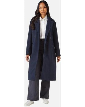 PRINCIPLES Ladies Maxi Double Breasted Coat - Blue