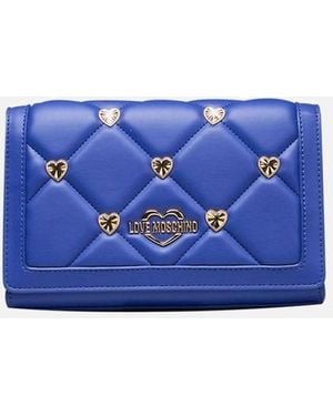 Love Moschino Flap Closure Chain Bag With Front Logo - Blue