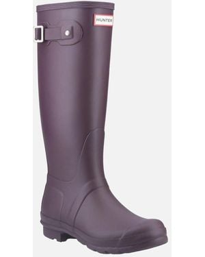 HUNTER Original Tall Rubber /Grape Wellington Boots - Purple