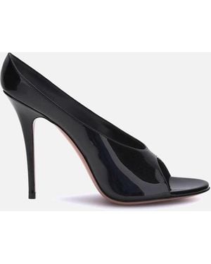 AMINA MUADDI Patent Leather Stiletto Heel Sandals - Blue