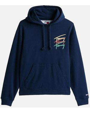 Tommy Hilfiger 3 Colour Signature Logo Hoodie Dark Night - Blue