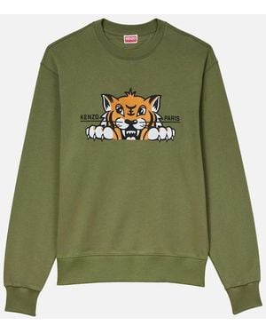 KENZO Happy Tiger Embroidered Slim Sweatshirt - Green