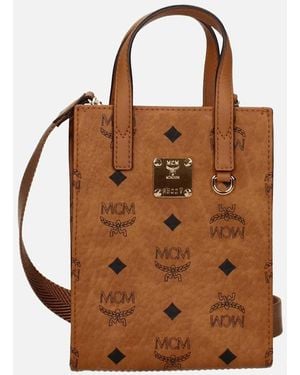 MCM Leather Handbag With Adjustable Shoulder Strap - Brown
