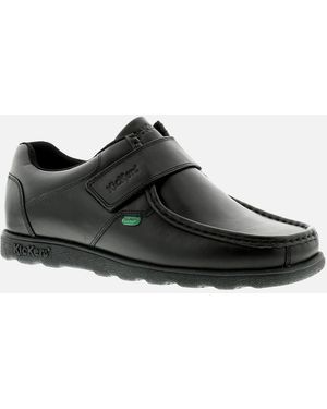 Kickers Shoes Work School Fragma Strap 3 Am Leather Uk Size - Black