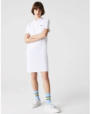 Lacoste Trumpet Sleeve Piqué Polo Dress - White