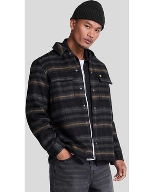 Lyle & Scott Brushed Tartan Overshirt - Black