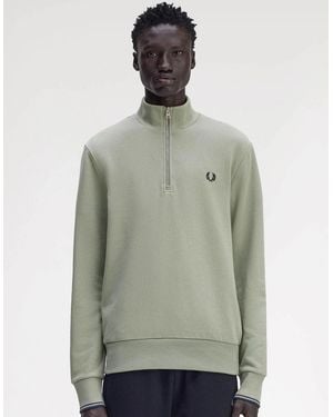 Fred Perry Half Zip Sweatshirt - Green