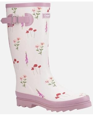 Cotswold Wildflower Tall Rubber Wellington Boots - Pink