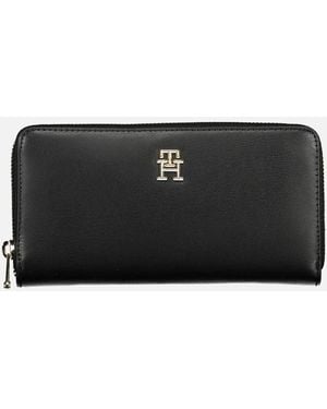 Tommy Hilfiger Elegant Polyethylene Wallet With Zip Closure - Black