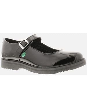 Kickers Work Shoes School Finley Mj Buckle Uk Size - Black