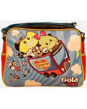 Gola Printed Shoulder Bag With Adjustable Strap And Pockets - Blue
