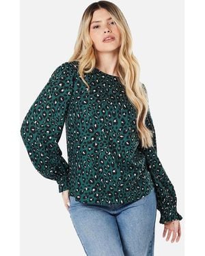 Dorothy Perkins Ladies Animal Print Long-Sleeved Blouse - Blue