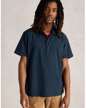 White Stuff Anderby Woven Polo Dark - Blue