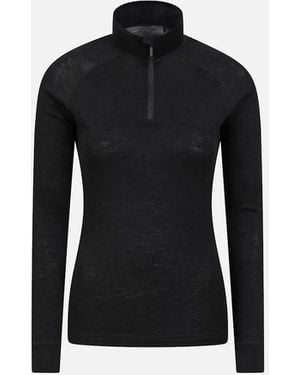 Mountain Warehouse Ladies Merino Wool Zip Neck Thermal Top - Black