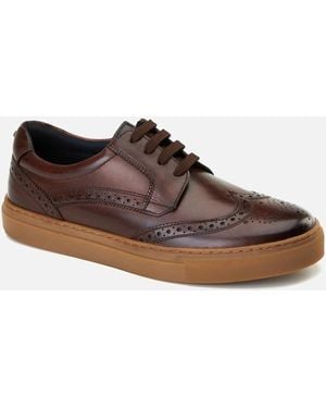 Base London London Clapton Leather Burnt Brogues Shoes - Brown