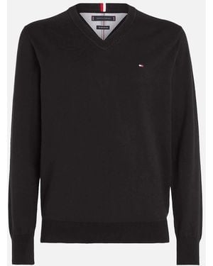 Tommy Hilfiger 1985 Collection Organic Cotton V-Neck Jumper - Black
