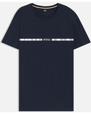 BOSS Boss Metallic Stripe Logo T-Shirt - Blue