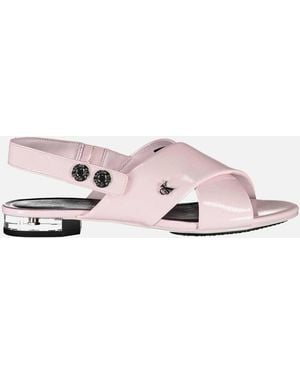 Calvin Klein Elegant Crossover Flat Sandals With Subtle Heel - Pink