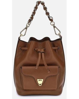 Coccinelle Beat Generation Bucket Bag With Plectrum Closure - Brown